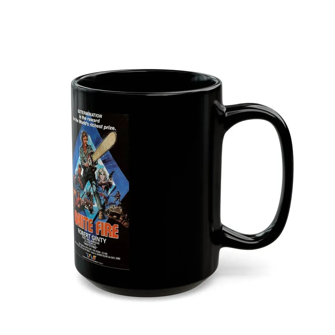 WHITE FIRE WITH ROBERT GINTY (VHS COVER) - Black Coffee Mug - Go Mug Yourself