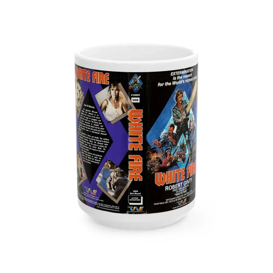 WHITE FIRE WITH ROBERT GINTY (VHS COVER) - White Coffee Mug 15oz - Go Mug Yourself