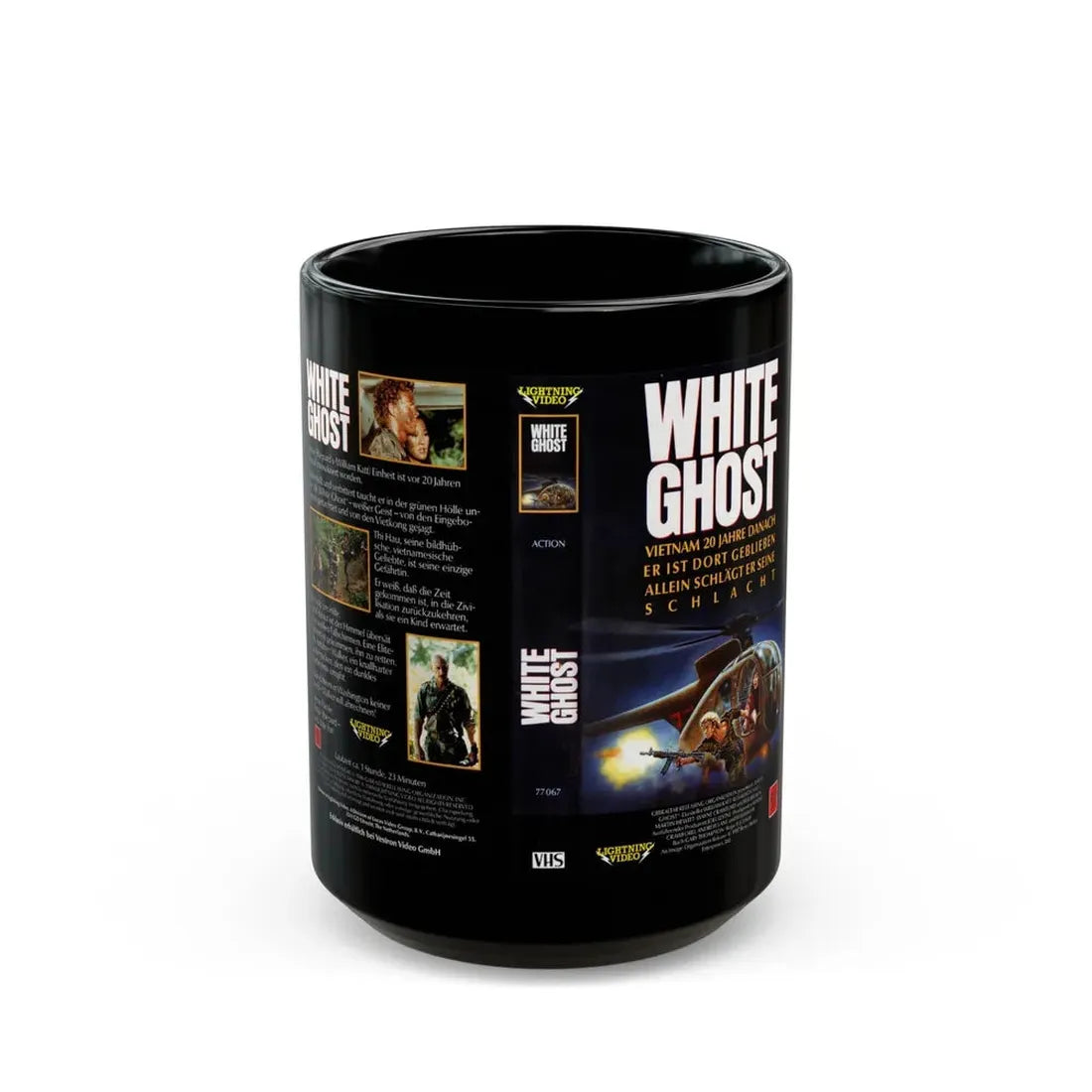 WHITE GHOST (VHS COVER) - Black Coffee Mug 15oz - Go Mug Yourself