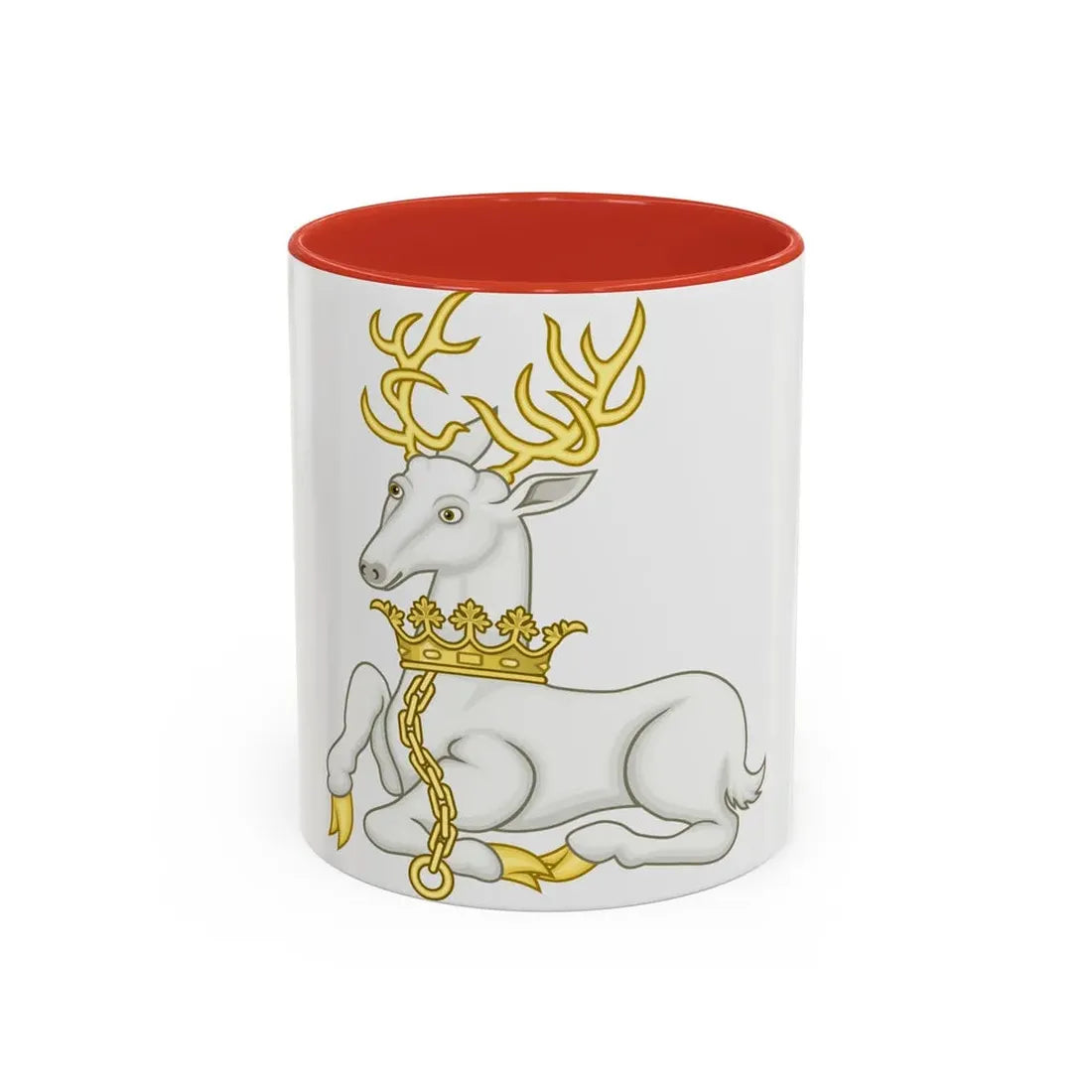 White Hart Badge of Richard II - Accent Coffee Mug 11oz Red - Go Mug Yourself