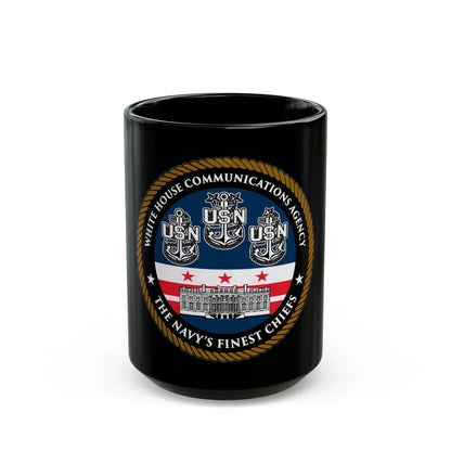 White House Communications (U.S. Navy) Black Coffee Mug-15oz-Go Mug Yourself