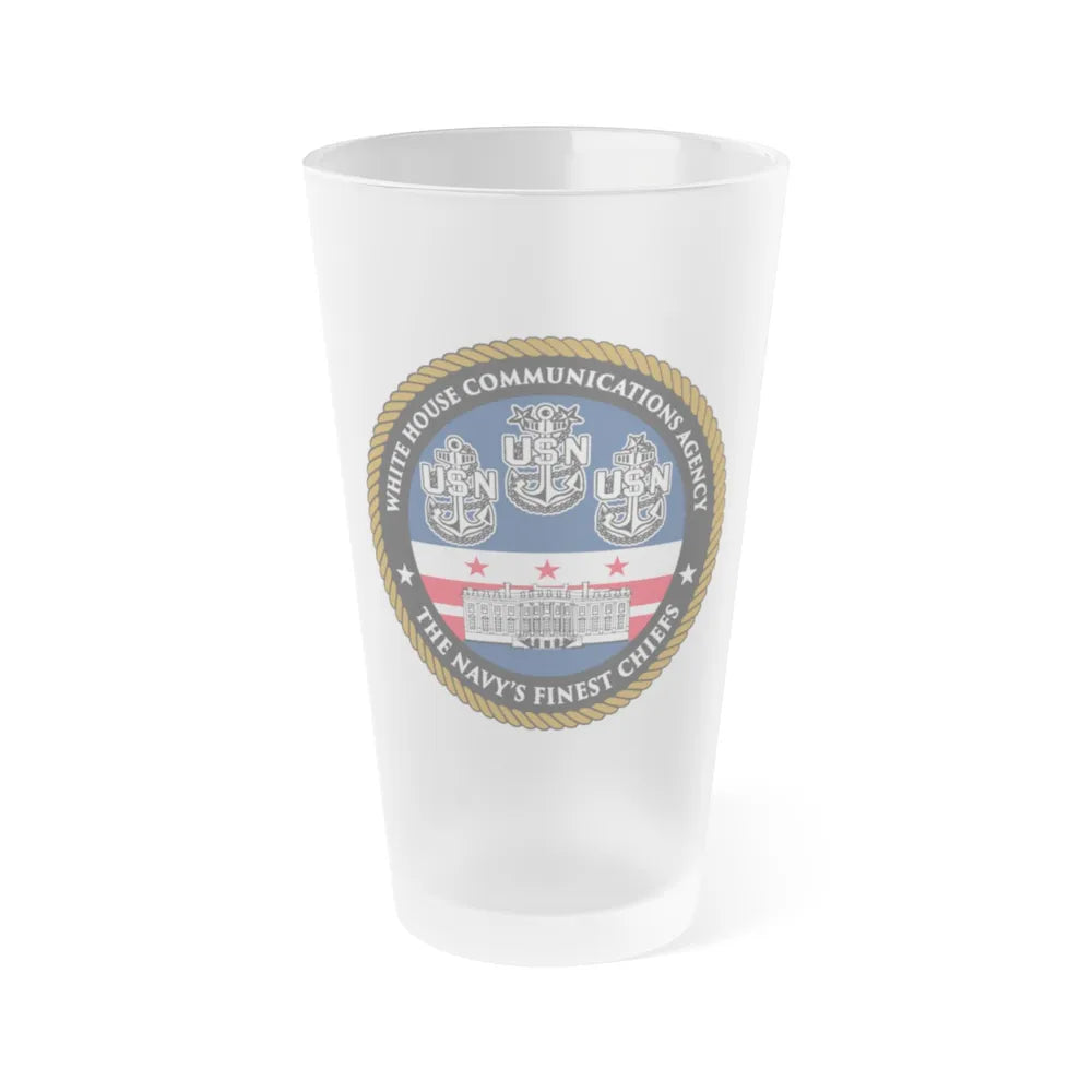 White House Communications (U.S. Navy) Frosted Pint Glass 16oz-Go Mug Yourself