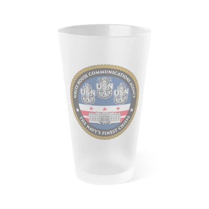 White House Communications (U.S. Navy) Frosted Pint Glass 16oz-Go Mug Yourself