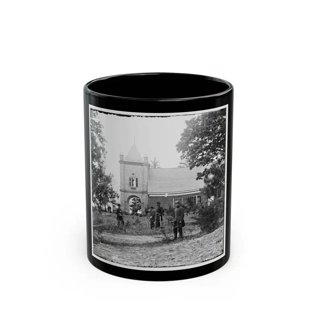 White House Landing, Va., Vicinity. St. Peter's Church, With Federal Soldiers (U.S. Civil War) Black Coffee Mug 11oz - Go Mug Yourself