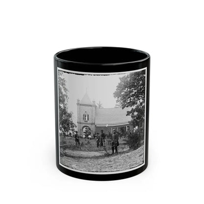 White House Landing, Va., Vicinity. St. Peter's Church, With Federal Soldiers (U.S. Civil War) Black Coffee Mug-11oz-Go Mug Yourself