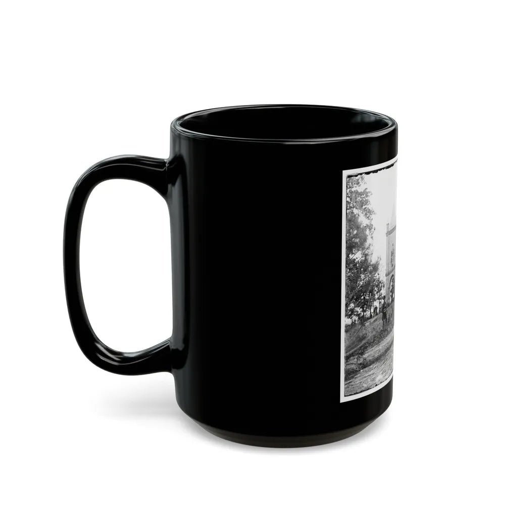 White House Landing, Va., Vicinity. St. Peter's Church, With Federal Soldiers (U.S. Civil War) Black Coffee Mug-Go Mug Yourself