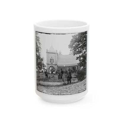 White House Landing, Va., Vicinity. St. Peter's Church, With Federal Soldiers (U.S. Civil War) White Coffee Mug-15oz-Go Mug Yourself