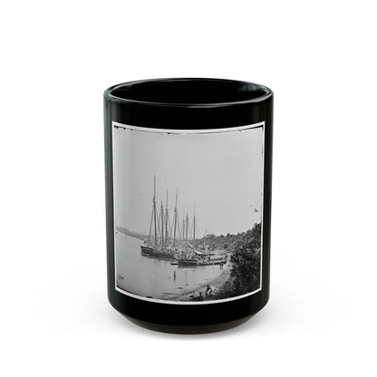 White House Landing, Va. View Down River, With Supply Vessels (U.S. Civil War) Black Coffee Mug-15oz-Go Mug Yourself