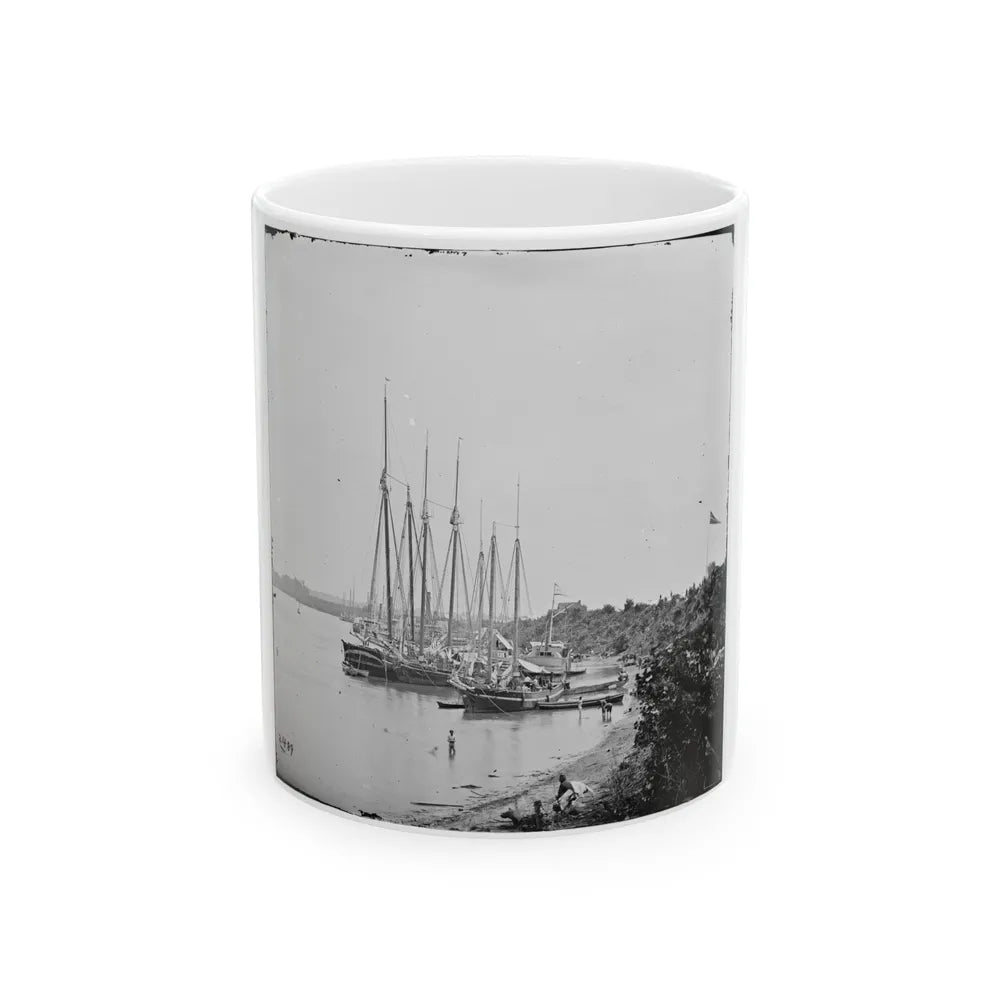 White House Landing, Va. View Down River, With Supply Vessels (U.S. Civil War) White Coffee Mug-11oz-Go Mug Yourself