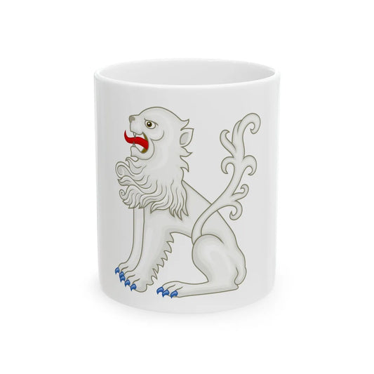 White Lion of Mortimer Badge of Edward IV - White Coffee Mug 11oz - Go Mug Yourself