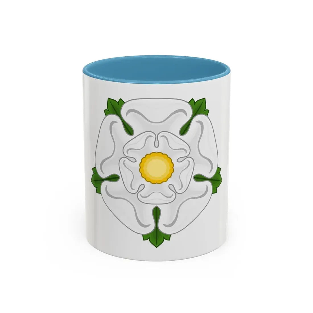 White Rose Badge of York - Accent Coffee Mug 11oz Light Blue - Go Mug Yourself