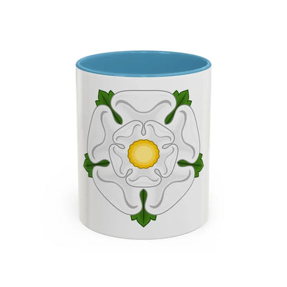 White Rose Badge of York - Accent Coffee Mug 11oz Light Blue - Go Mug Yourself