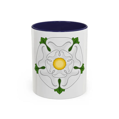 White Rose Badge of York - Accent Coffee Mug 11oz Navy - Go Mug Yourself