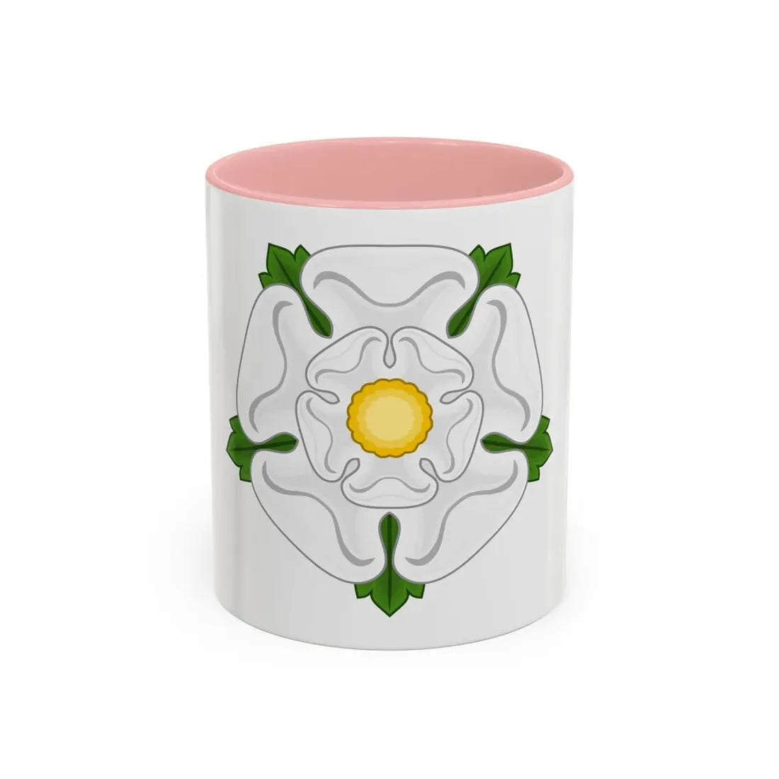 White Rose Badge of York - Accent Coffee Mug 11oz Pink - Go Mug Yourself