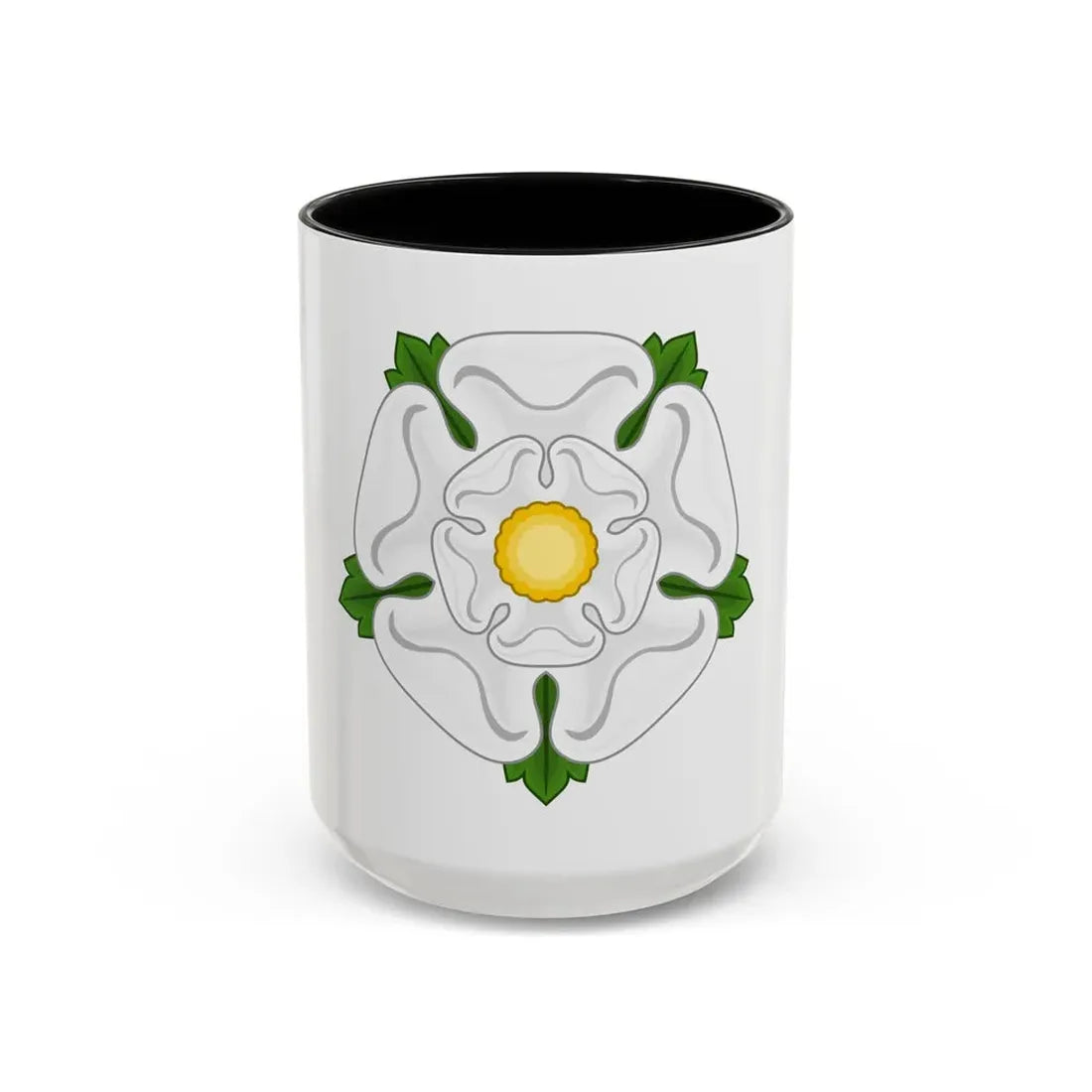 White Rose Badge of York - Accent Coffee Mug 15oz Black - Go Mug Yourself