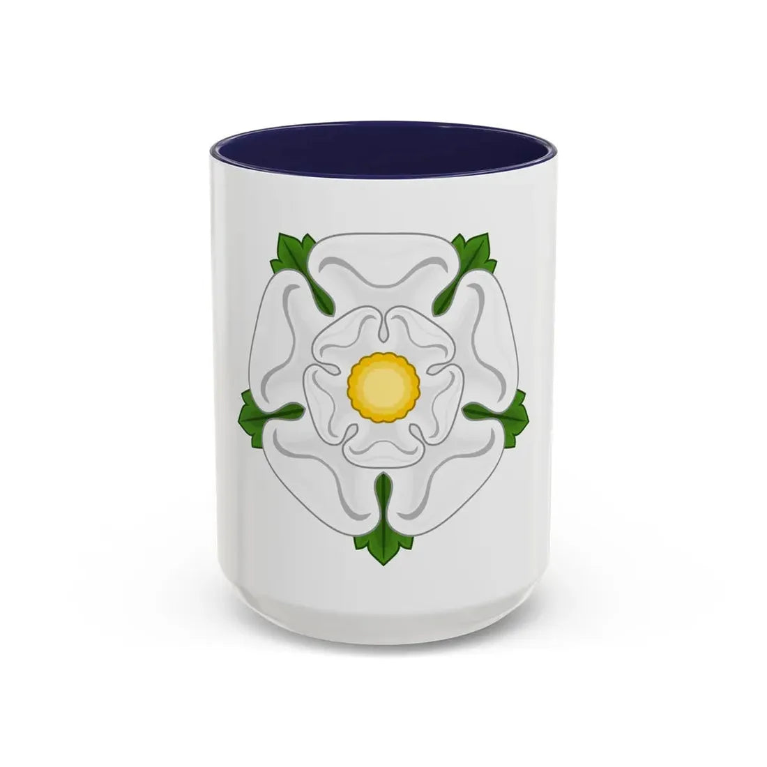 White Rose Badge of York - Accent Coffee Mug 15oz Navy - Go Mug Yourself