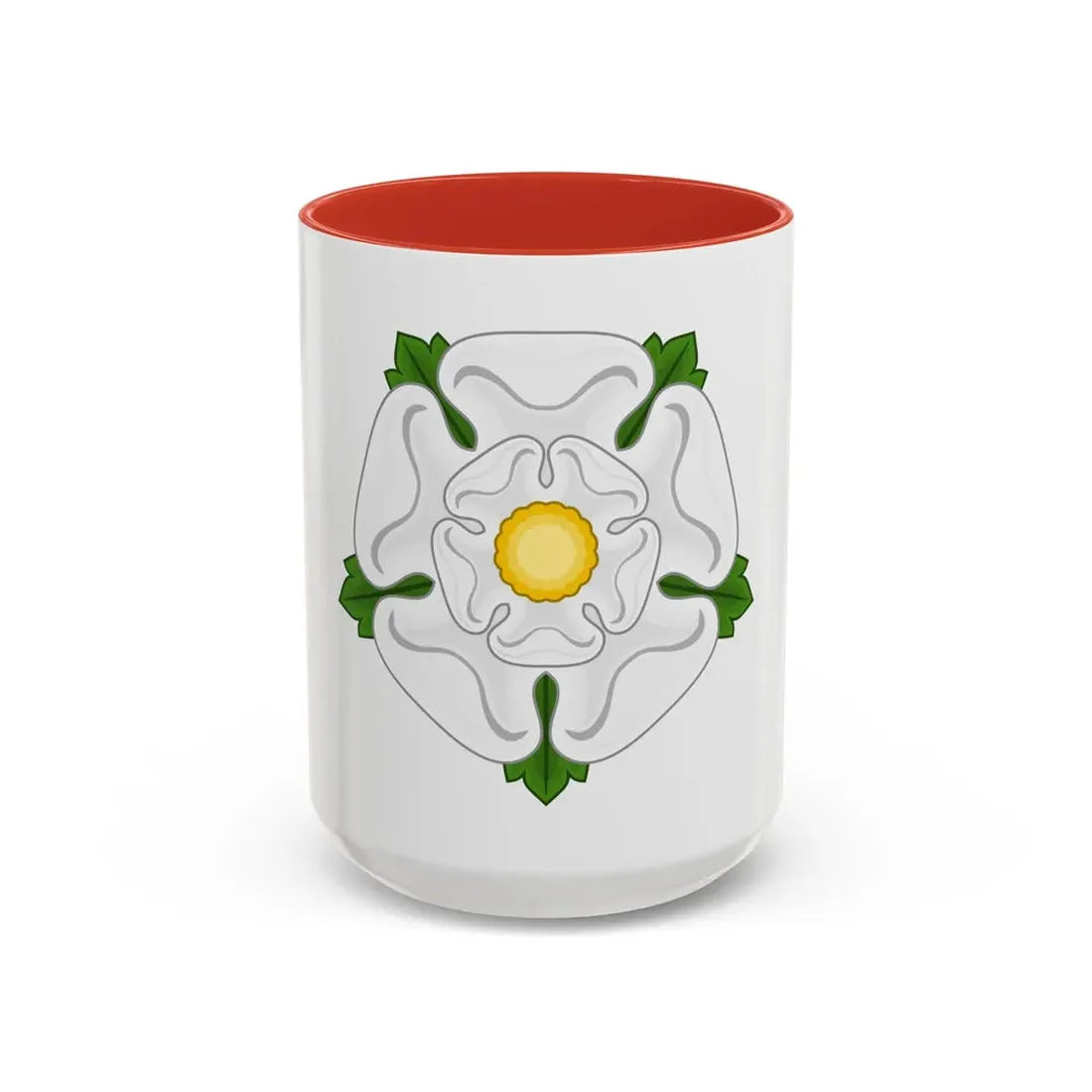 White Rose Badge of York - Accent Coffee Mug 15oz Red - Go Mug Yourself