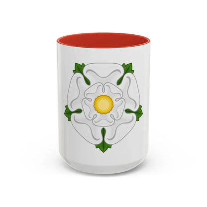 White Rose Badge of York - Accent Coffee Mug 15oz Red - Go Mug Yourself