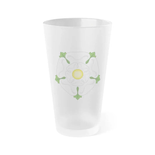 White Rose Badge of York - Frosted Pint Glass 16oz 16oz Frosted - Go Mug Yourself