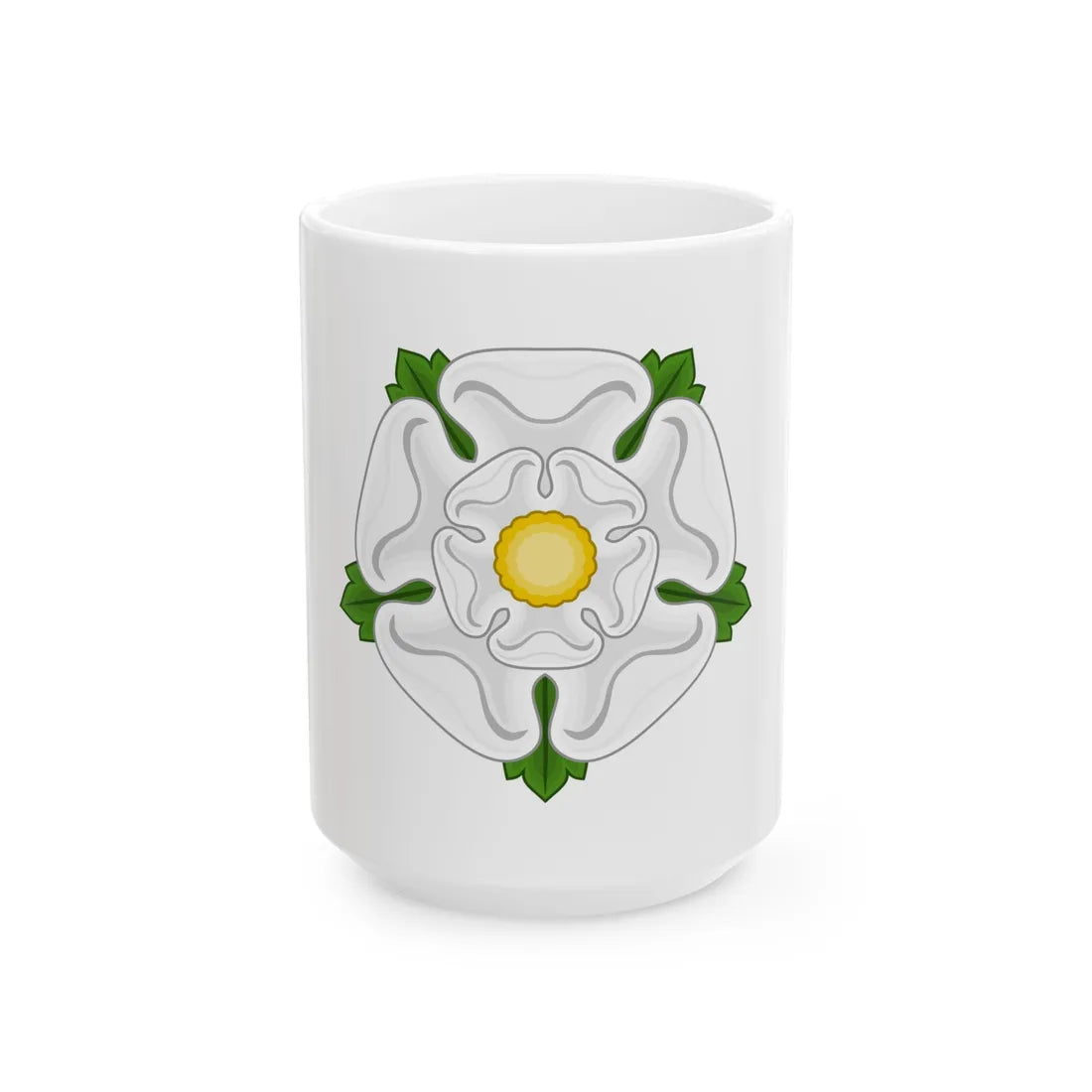 White Rose Badge of York - White Coffee Mug 15oz - Go Mug Yourself