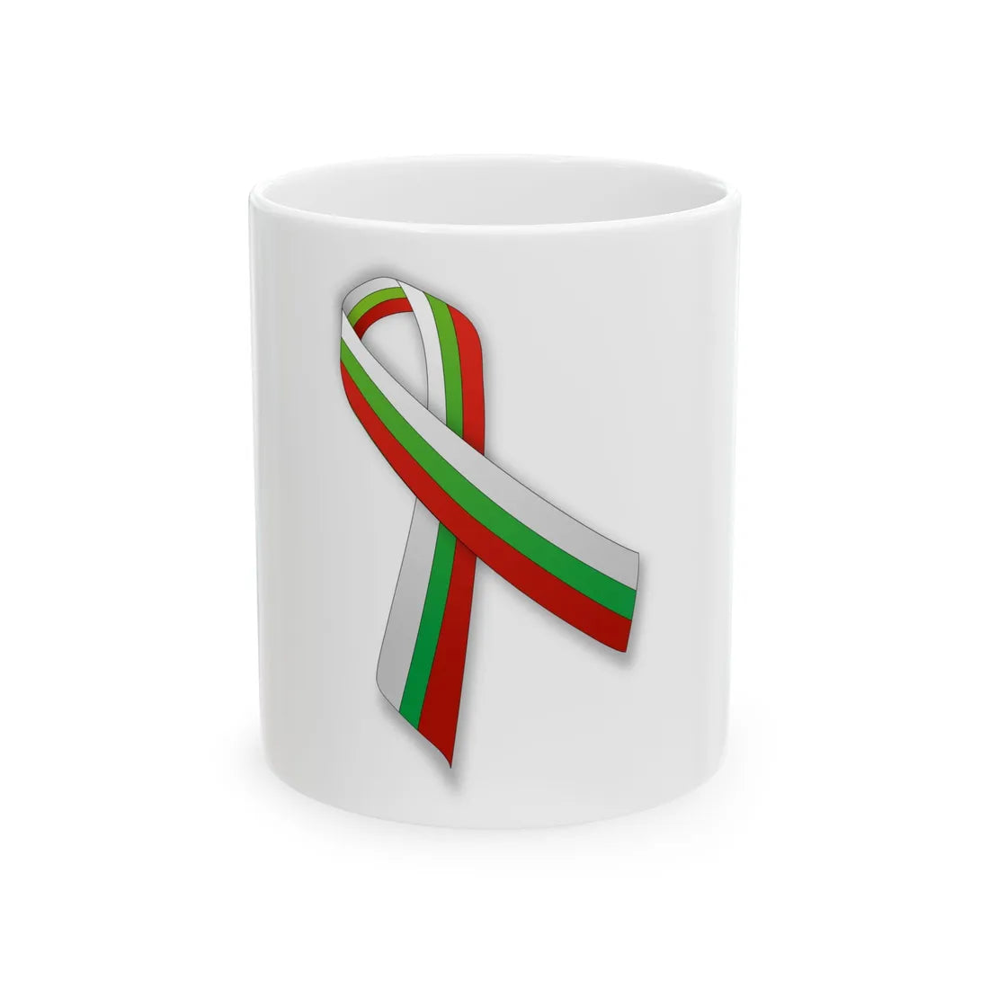 WhiteGreenRed ribbon (Bulgaria) White Coffee Mug 11oz - Go Mug Yourself