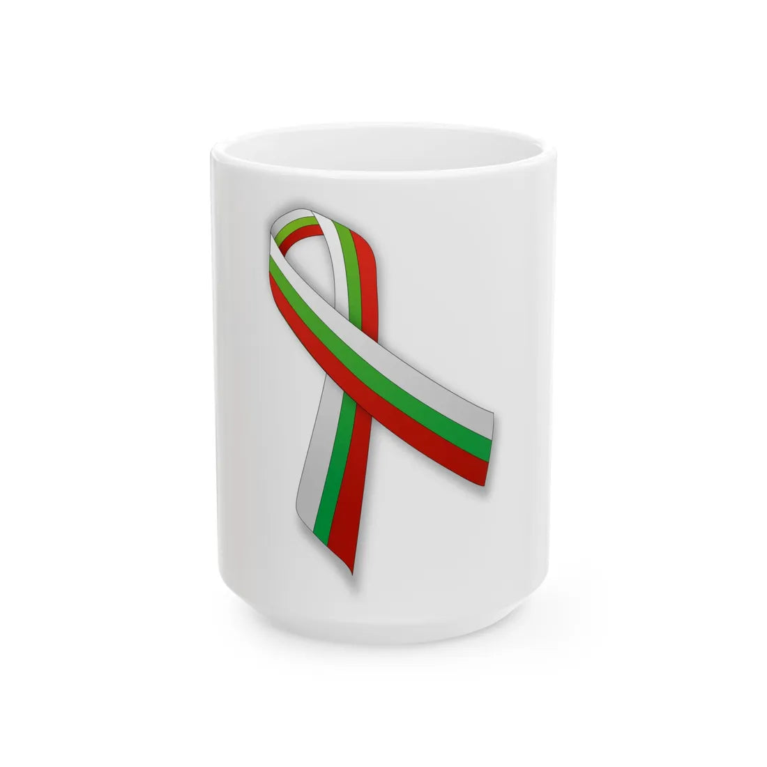 WhiteGreenRed ribbon (Bulgaria) White Coffee Mug 15oz - Go Mug Yourself