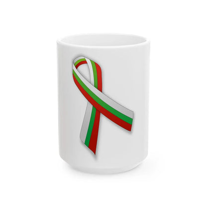WhiteGreenRed ribbon (Bulgaria) White Coffee Mug 15oz - Go Mug Yourself