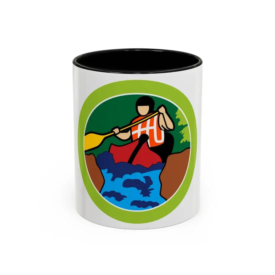 Whitewater (Boy Scout Merit Badge) Accent Coffee Mug 11oz Black - Go Mug Yourself