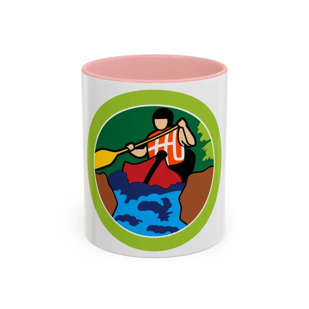 Whitewater (Boy Scout Merit Badge) Accent Coffee Mug-11oz-Pink-Go Mug Yourself