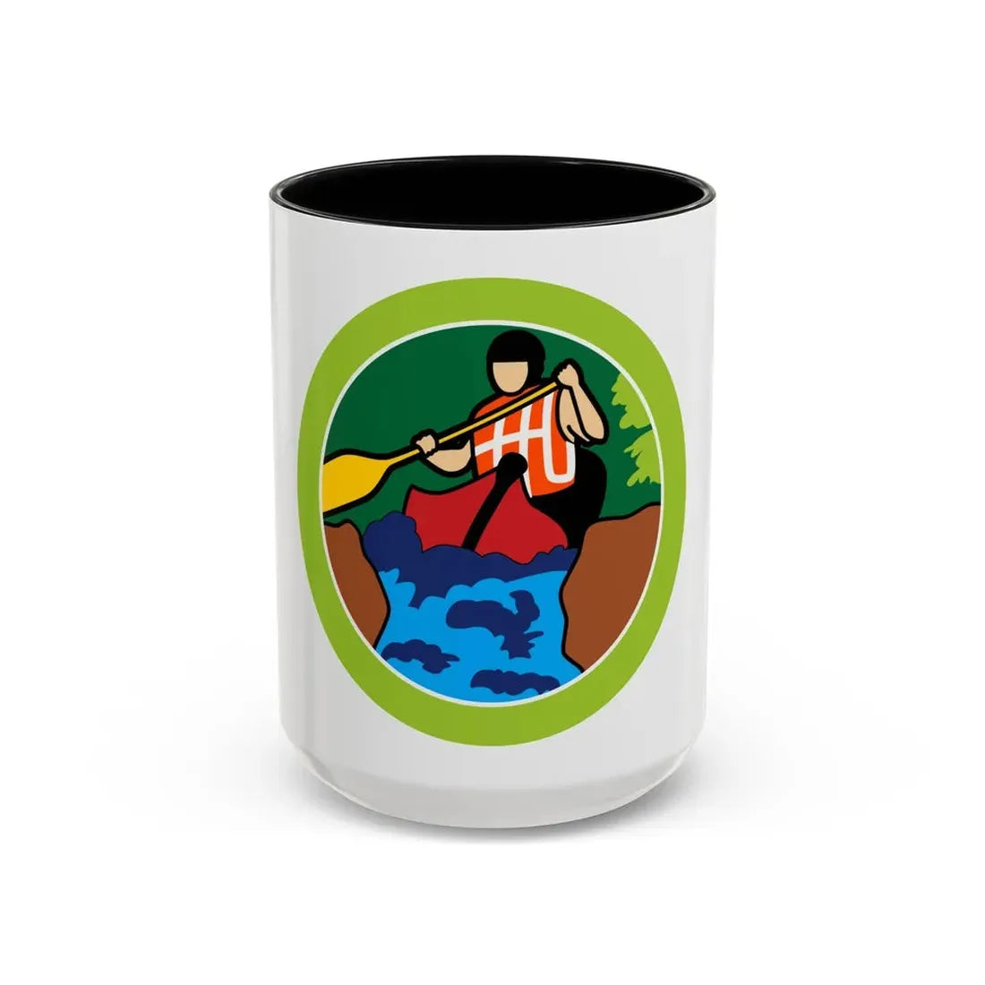 Whitewater (Boy Scout Merit Badge) Accent Coffee Mug 15oz Black - Go Mug Yourself