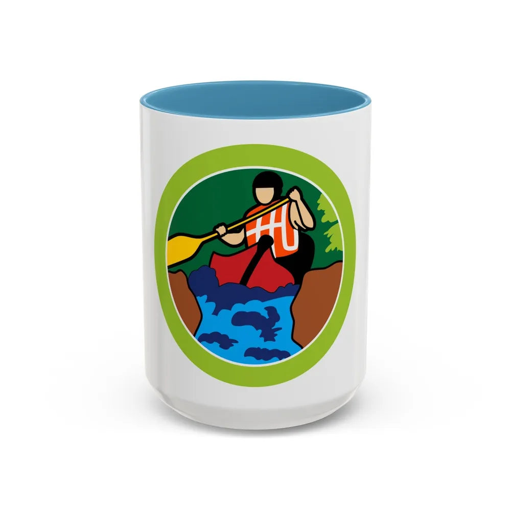 Whitewater (Boy Scout Merit Badge) Accent Coffee Mug-15oz-Light Blue-Go Mug Yourself