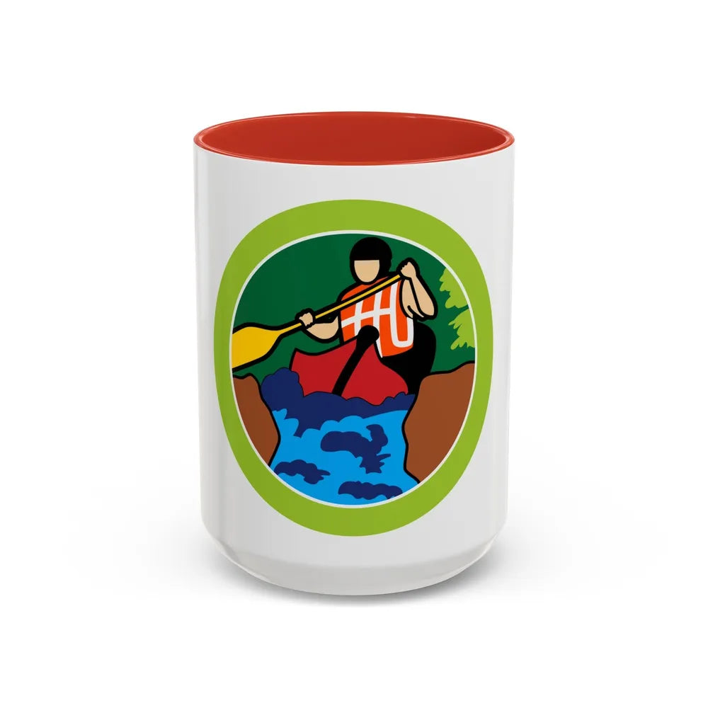 Whitewater (Boy Scout Merit Badge) Accent Coffee Mug-15oz-Red-Go Mug Yourself