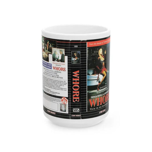 WHORE (VHS COVER) - White Coffee Mug 15oz - Go Mug Yourself