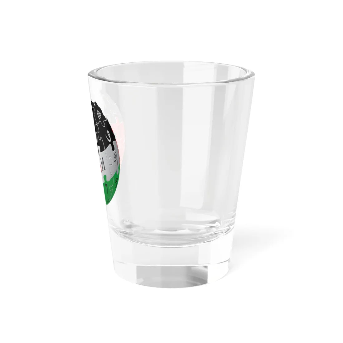 Wikipedia-logo-v2-Palestine colors (Palestine) Shot Glass 1.5oz - Go Mug Yourself