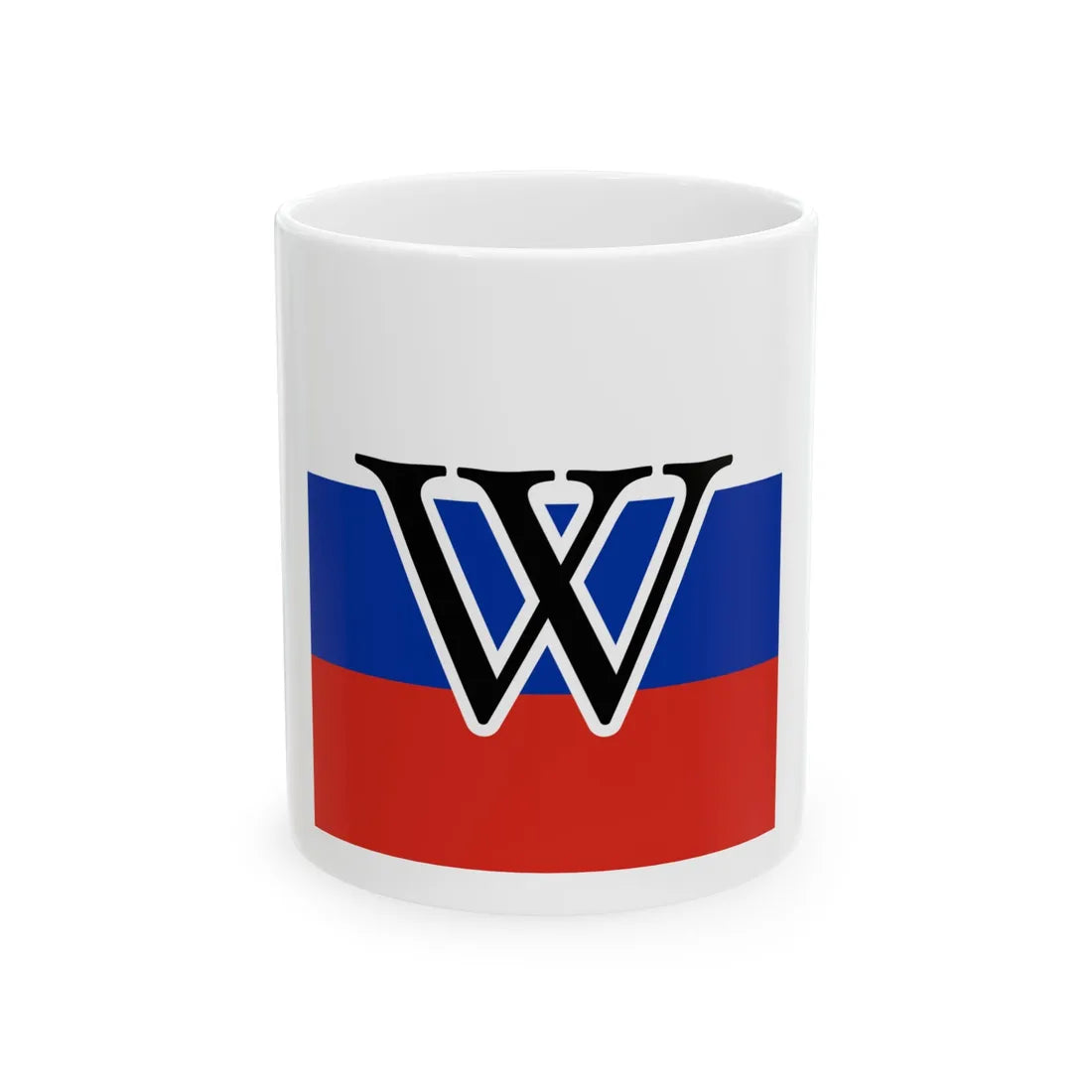 Wikipedias W in Russian colors (Russia) White Coffee Mug 11oz - Go Mug Yourself