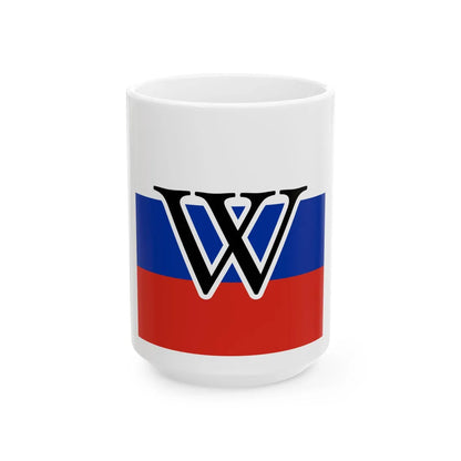 Wikipedias W in Russian colors (Russia) White Coffee Mug 15oz - Go Mug Yourself