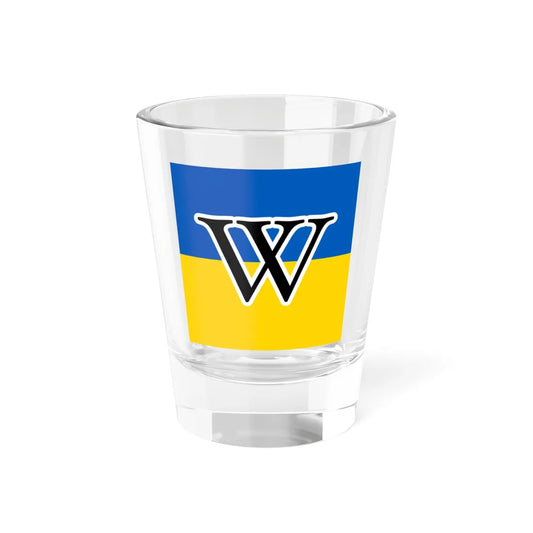 Wikipedias W in Ukraine colors (Ukraine) Shot Glass 1.5oz 1.5oz - Go Mug Yourself