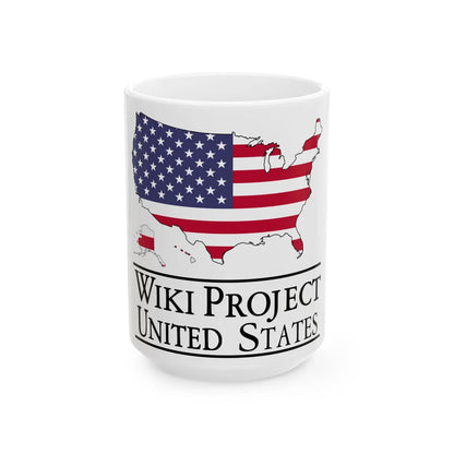WikiProject United States logo (United States) White Coffee Mug 15oz - Go Mug Yourself