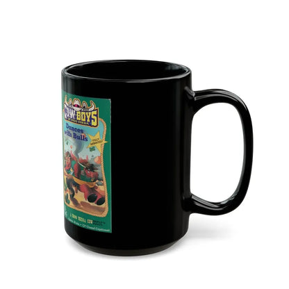 WILD WEST COWBOYS OF MOO MESA DANCES WITH BULLS (VHS COVER) - Black Coffee Mug - Go Mug Yourself
