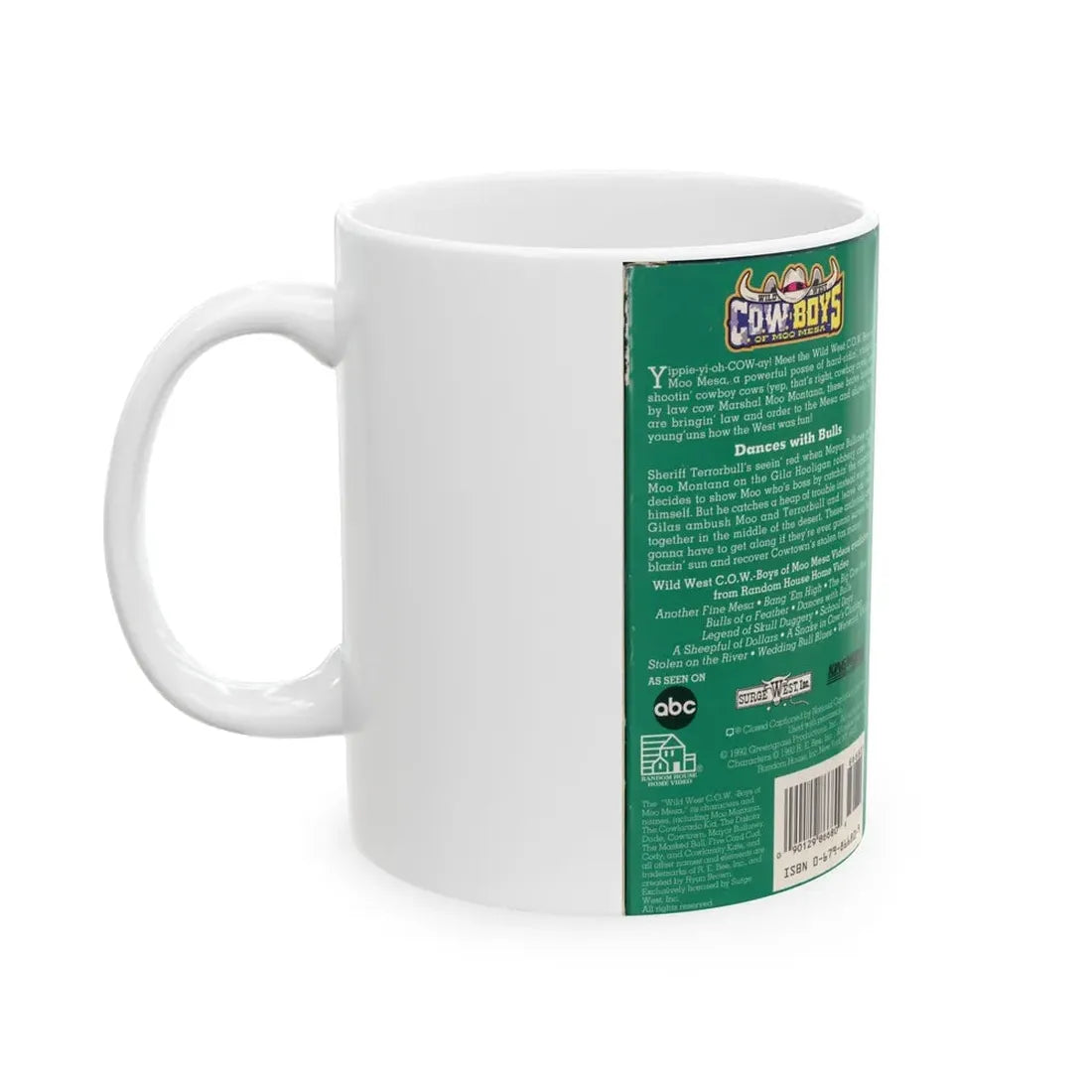 WILD WEST COWBOYS OF MOO MESA DANCES WITH BULLS (VHS COVER) - White Coffee Mug - Go Mug Yourself