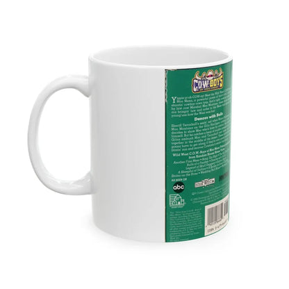 WILD WEST COWBOYS OF MOO MESA DANCES WITH BULLS (VHS COVER) - White Coffee Mug - Go Mug Yourself