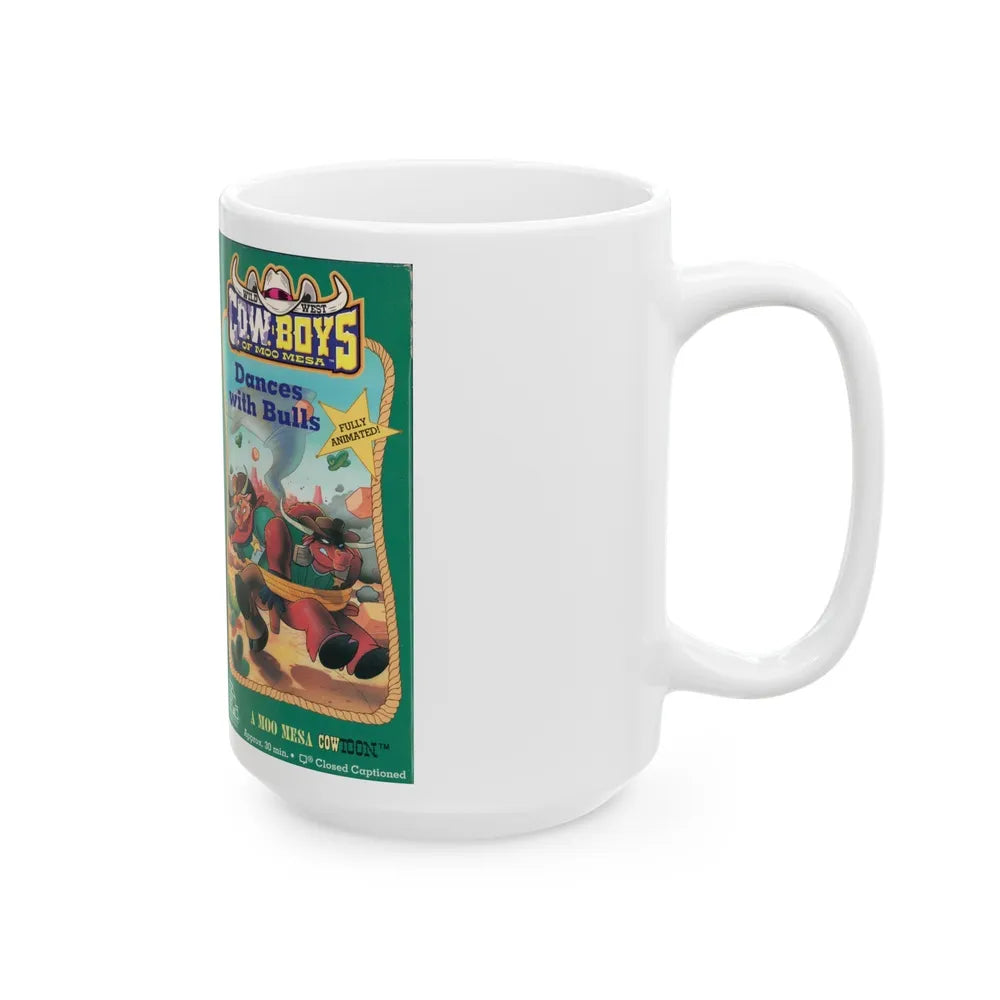 WILD WEST COWBOYS OF MOO MESA DANCES WITH BULLS (VHS COVER) - White Coffee Mug-Go Mug Yourself