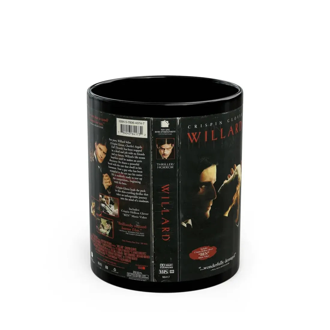 WILLARD CRISPIN GLOVER (VHS COVER) - Black Coffee Mug 11oz - Go Mug Yourself