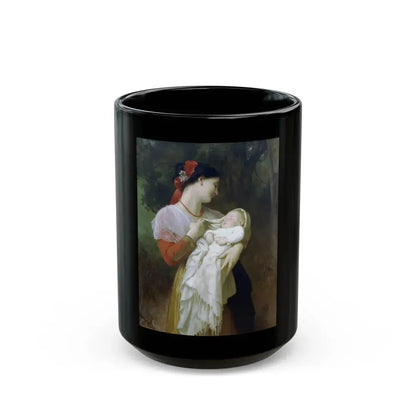 William Adolphe Bouguereau (1825-1905) Maternal Admiration - Black Coffee Mug 15oz - Go Mug Yourself
