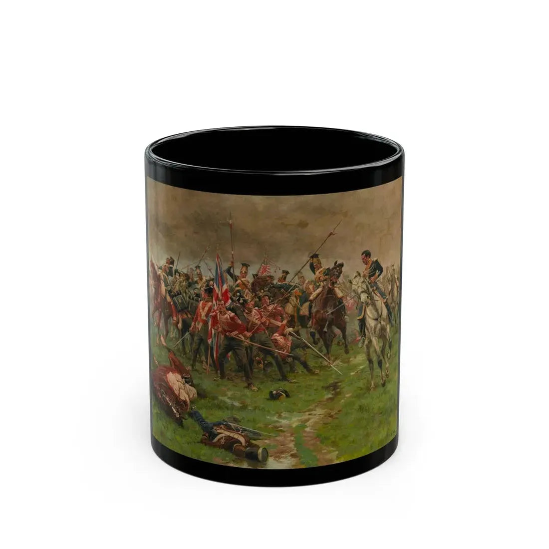 William Barnes Wollen (1857-1936)  The Flag, Albuhera, 16 May 1811 - Black Coffee Mug 11oz - Go Mug Yourself