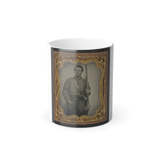 William Jenkins, North Carolina Soldier, in Artillery Uniform, With Percussion Musket Converted From a Flintlock Musket (U.S. Civil War) Color Changing Coffee Mug 11oz-11oz-Go Mug Yourself