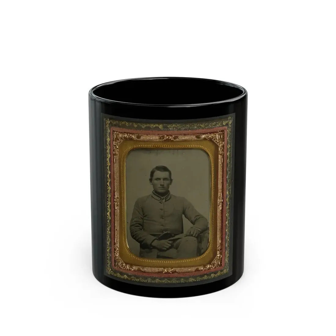 William Snodgrass Of An Unidentified Virginia Infantry Regiment With Underhammer Pistol (U.S. Civil War) Black Coffee Mug 11oz - Go Mug Yourself