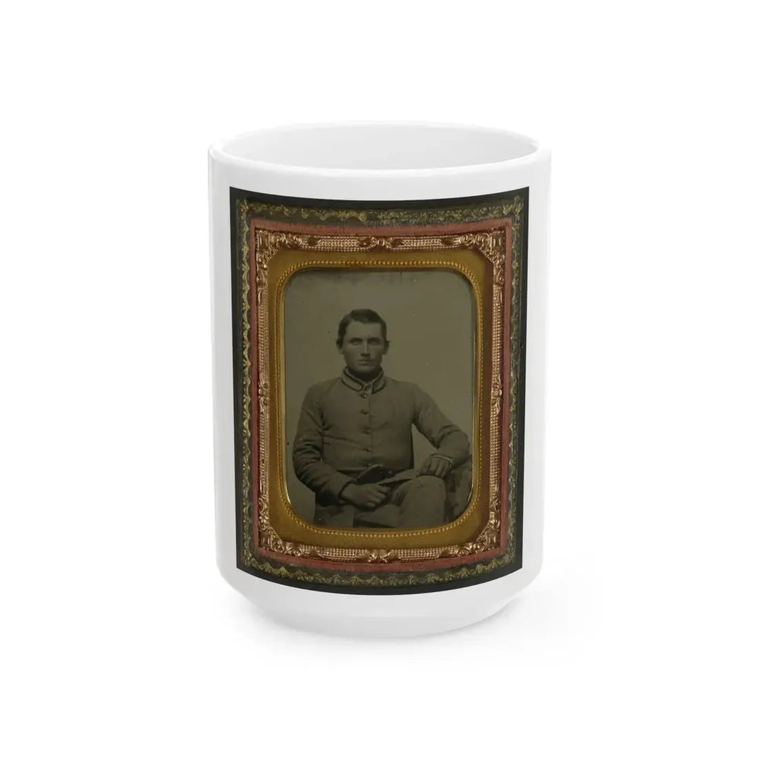 William Snodgrass Of An Unidentified Virginia Infantry Regiment With Underhammer Pistol (U.S. Civil War) White Coffee Mug 15oz - Go Mug Yourself