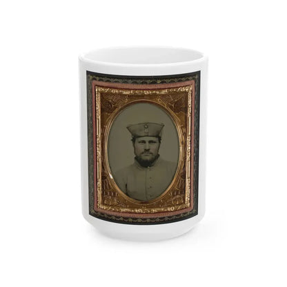 William W. Smith Of Company G And Company K, 4th Massachusetts Infantry Regiment In Uniform And Tricorn Hat (U.S. Civil War) White Coffee Mug 15oz - Go Mug Yourself