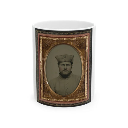 William W. Smith Of Company G And Company K, 4th Massachusetts Infantry Regiment In Uniform And Tricorn Hat (U.S. Civil War) White Coffee Mug-11oz-Go Mug Yourself